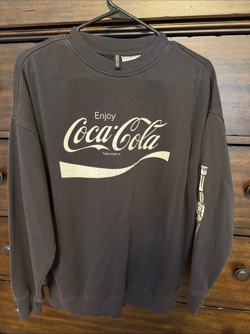 Divided Black Crewneck Sweatshirt with White Coca-Cola Logo